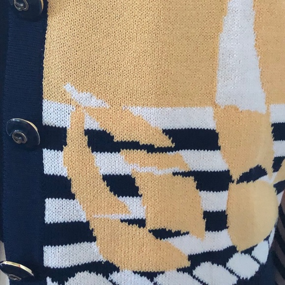 St John Collection Sweater Color Yellow Blue Size Medium - Picture 4 of 6